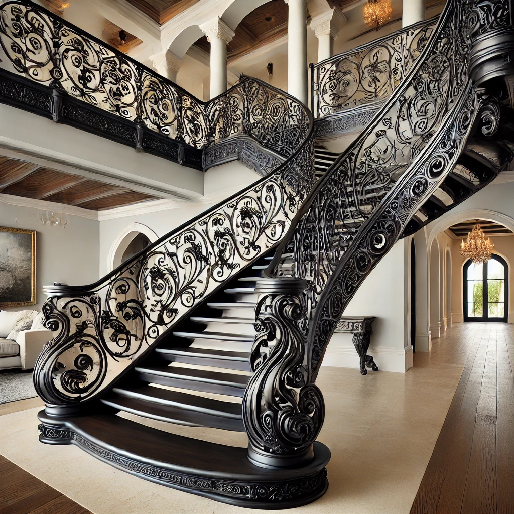 Free Floating Stairs Accented By Gothic And Tuscan Iron By Experienced Stair Builders In Palm Beach. High-Quality Designs And Craftsmanship. stairspalmbeach.com