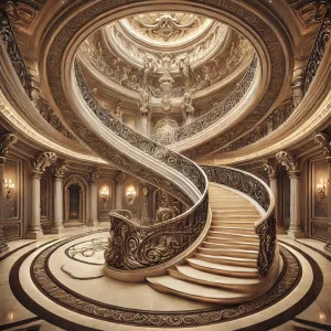 Monumental Majestic Circular Staircase By Experienced Stair Builders In Palm Beach. High-Quality Designs And Craftsmanship. stairspalmbeach.com